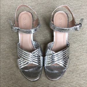 Silver strappy heels